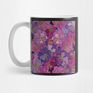 Flower pattern in violet colors , black ground,  seamless Mug